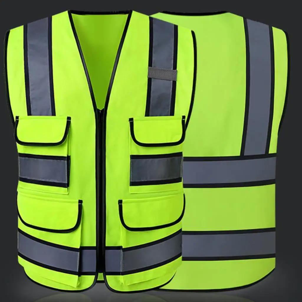High Visibility VestPockets, Reflective Strips and Zipper
